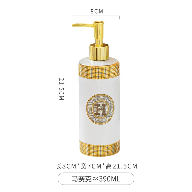 WHYOU-Cermic Liquid Soap Dispensers, Lotion Bottle, Emulsion, Latex Hand Wish Bottles, Light Luxury Bathroom Accessories Set - P