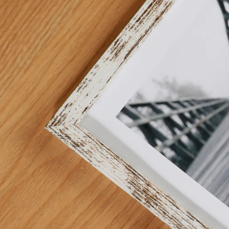 Wooden Wall Photo Frame in Black, White or Natural Wood - Retro Style / 15X20cm 8 pouces