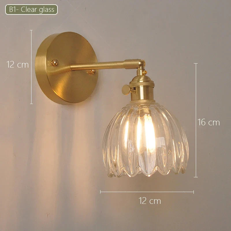 Japanese retro floral glass wall sconce modern and chic design - B1 / Bulb Not Included