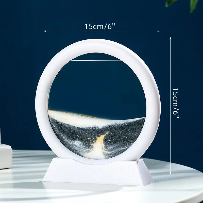 Glass hourglass 3d sand landscape in motion artistic decoration - B-Black (5 inches)