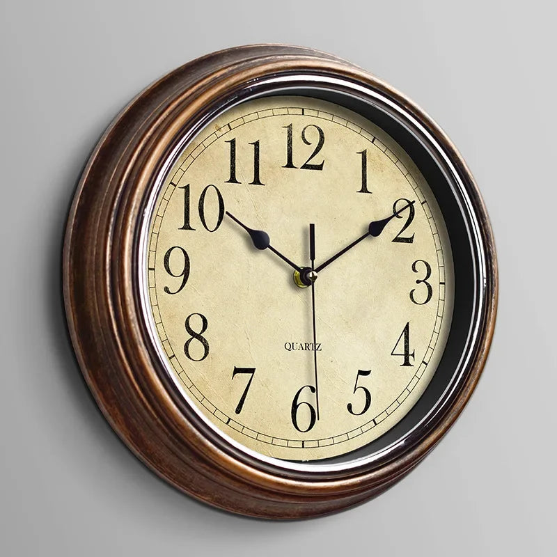 Silent vintage wall clock for interior decoration - Brun / 12 inches