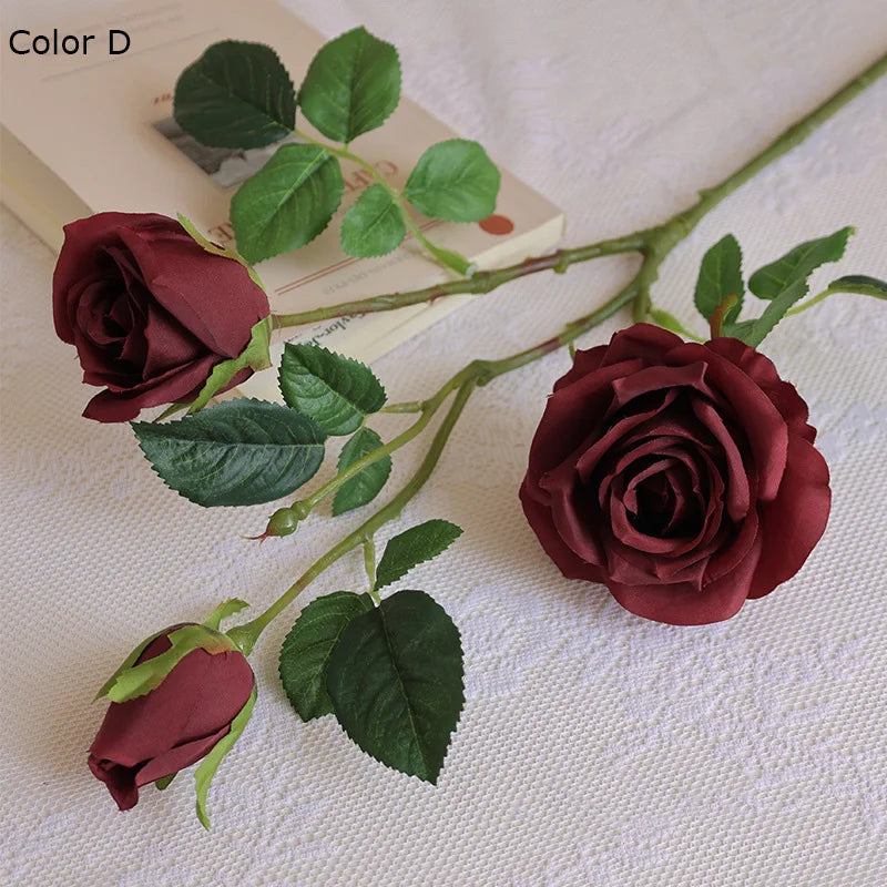3 heads of artificial rose wines for wedding decoration and bedroom - D 1 PIECE