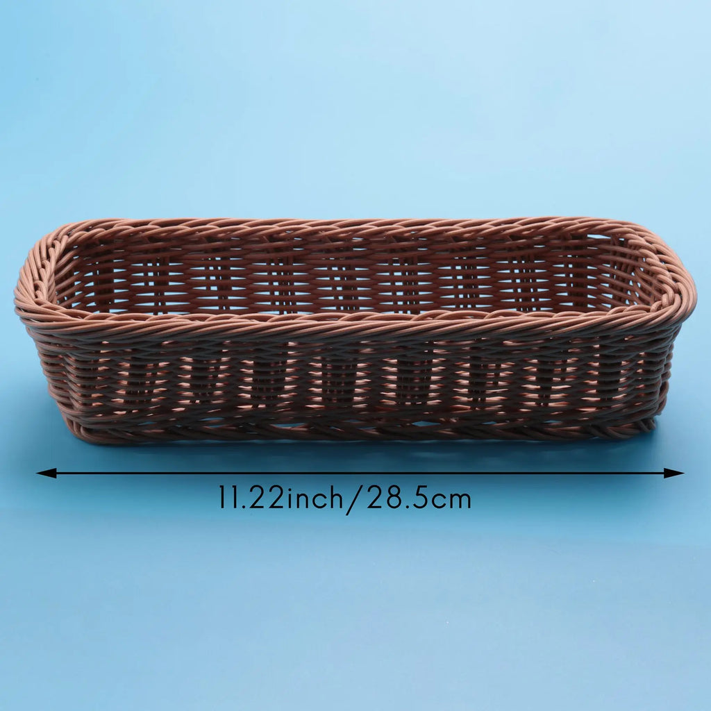 Desktop Cutlery Storage Basket Woven Basket Restaurant Tableware Drain Storage Box Tableware Storage Basket, Brown - view 6