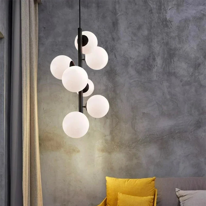 Nordic ceiling lamp in iron and decorative glass - view 2