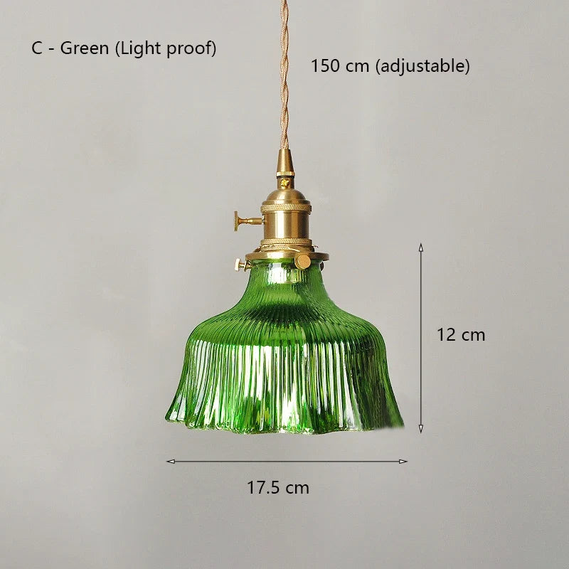 Nordic glass chandelier for modern interior decoration - C - Green Glass / Bulb Not Included