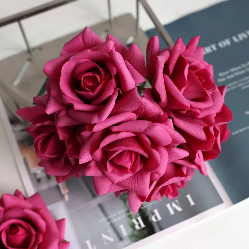 Bouquet of artificial rose wines with curly edges for wedding and decoration - view 4