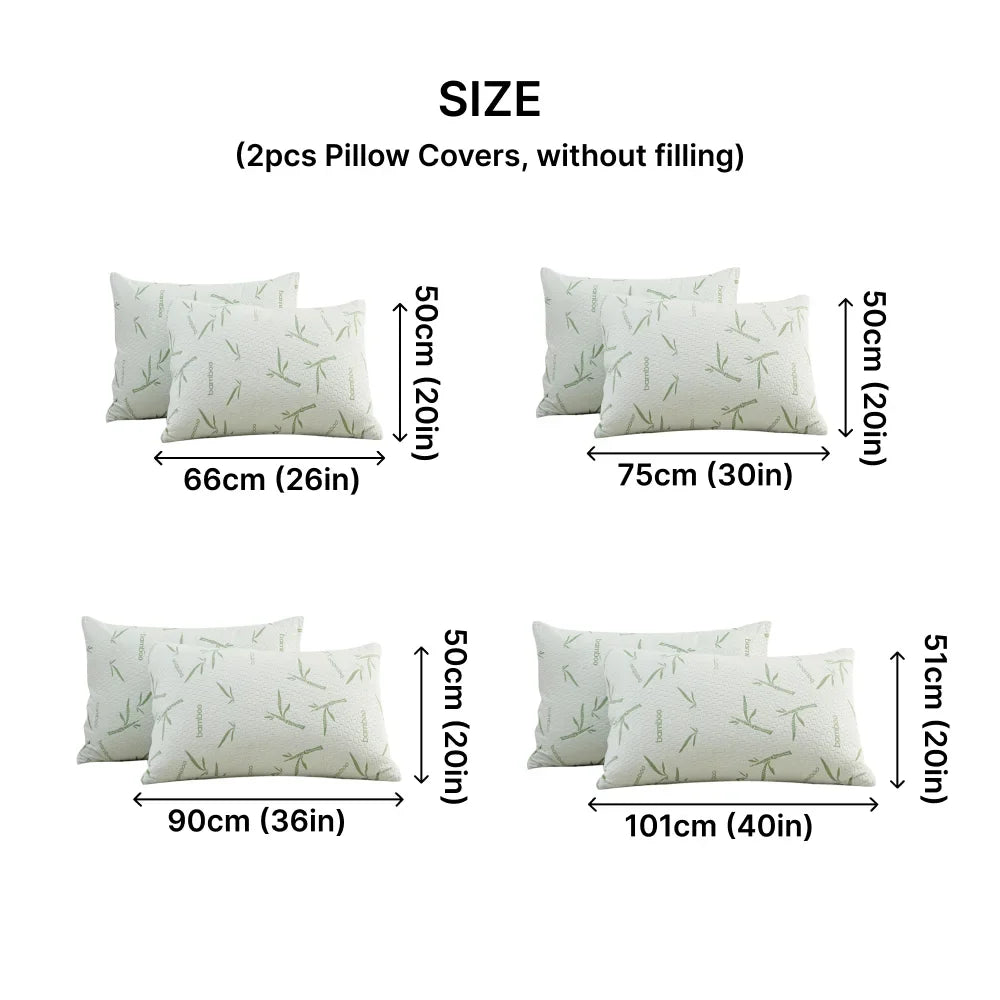 2pcs Waterproof Bamboo Pillowcases (Without Core), Cooling & Soft & Anti-bacterial Pillow Protectors With Zipper Pillow Cover - view 2