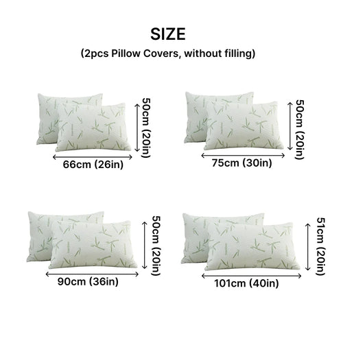2pcs Waterproof Bamboo Pillowcases (Without Core), Cooling & Soft & Anti-bacterial Pillow Protectors With Zipper Pillow Cover - view 2