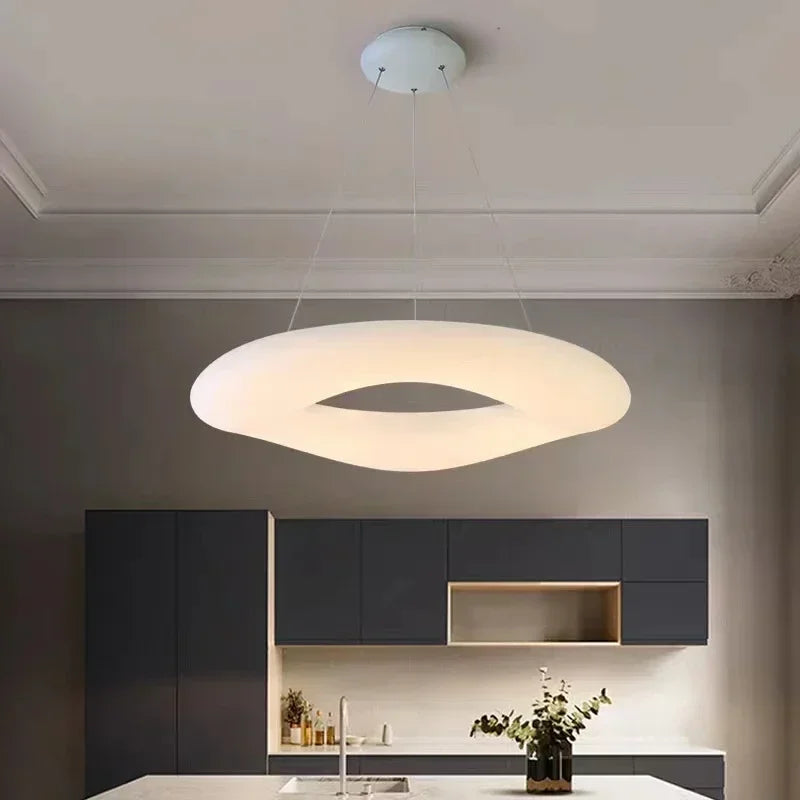 Modern minimalist acrylic eye protection pendant light, living room, bedroom, circular LED indoor lighting - view 2