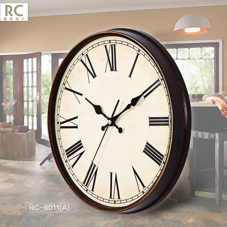 Silent shabbaby chic retro wall clock for interior decoration - B / 12 inches