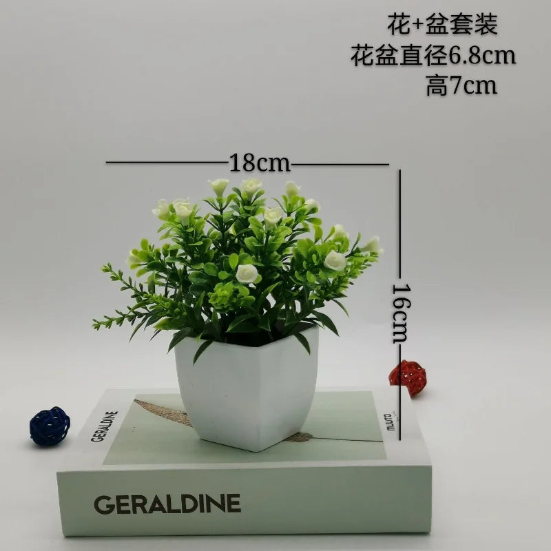 Small rose in pot bonsai decoration artificial plants for indoors - view 5