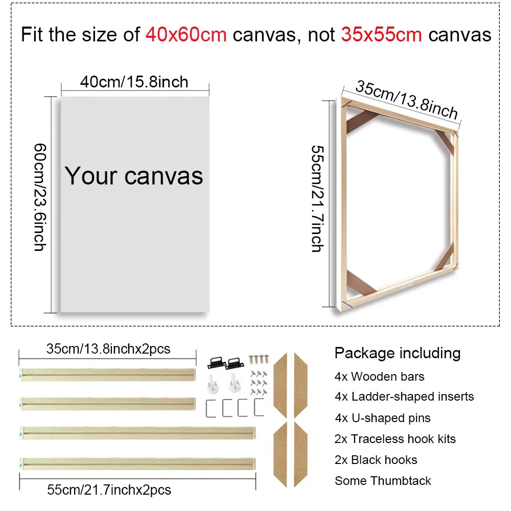 Wooden wall frame for decorative canvases and paints - 35x55cm