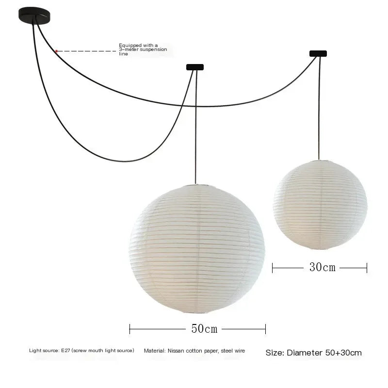 Japanese style rice paper art during light, lantern ball bedroom, living room, tea room, Zen lamp decoration during light - D50 30cm / neutral light