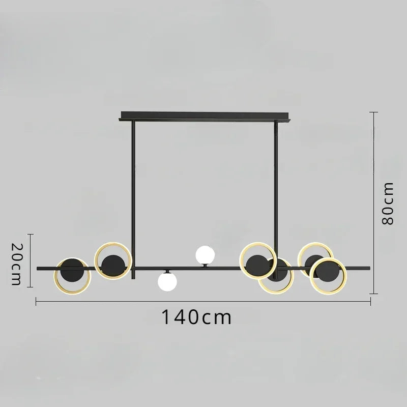 Minimalist chandelier for elegant and simple interior decoration - L140cm / 3 couleurs changeables