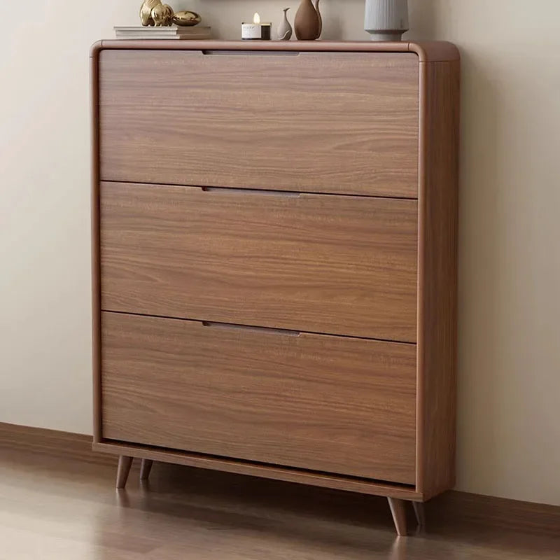 Minimalist vintage wooden shoe shelf and space gain - view 3
