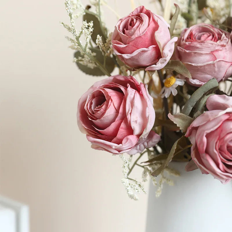 Bouquet of dried rose wines and peonies for autumn retro decoration - view 4
