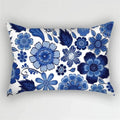 Rectangular pillowcase striped pattern blue flowers for home
