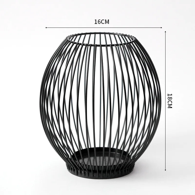 European Metal Lantern Candlestick,Arts and crafts ornaments,Gold Black Candle Holder,Home Decoration - Black M