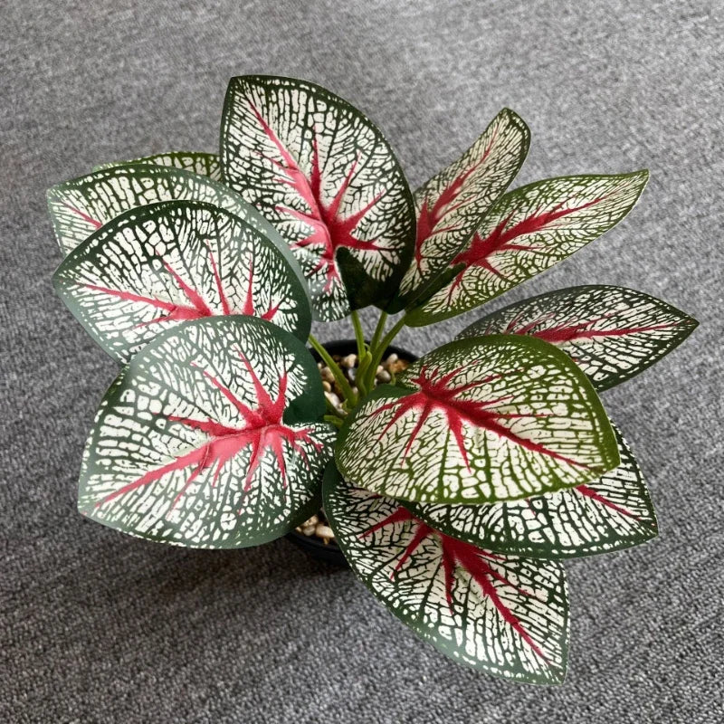 Artificial phoenix sheets green plastic decoration - 1 Red Heart / 35 cm