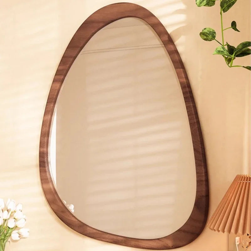 Middle century wooden wall mirror trend HD reflective - view 5