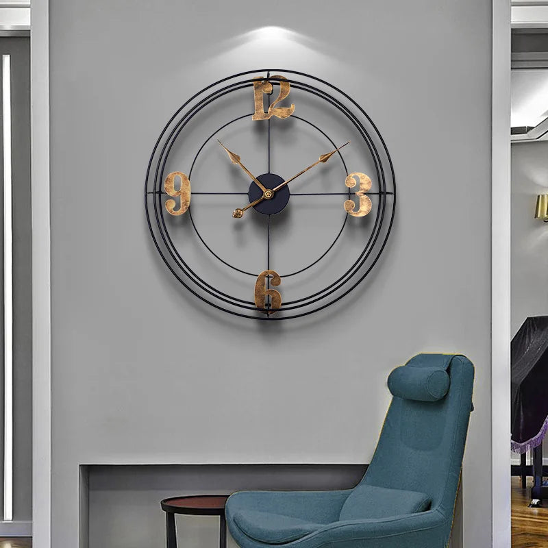 Iron Silent Wall Clock for Living Room, Simple Decoration, Metal Clock - view 3