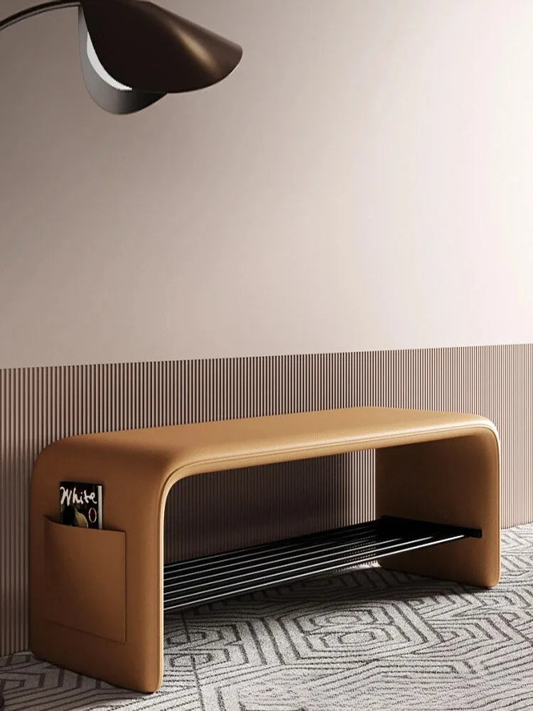 Doorway Shoe-Changing Stool with Storage, LED Accent Style - view 2
