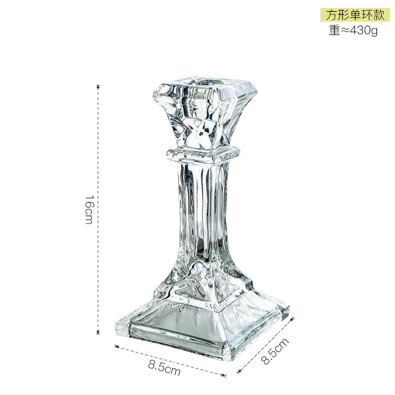Vintage Clear Crystal Glass Candle Holder, Valentine's Day, Romantic Candlelight Dinner, Shooting Props, Home Wedding decor, Hot - G