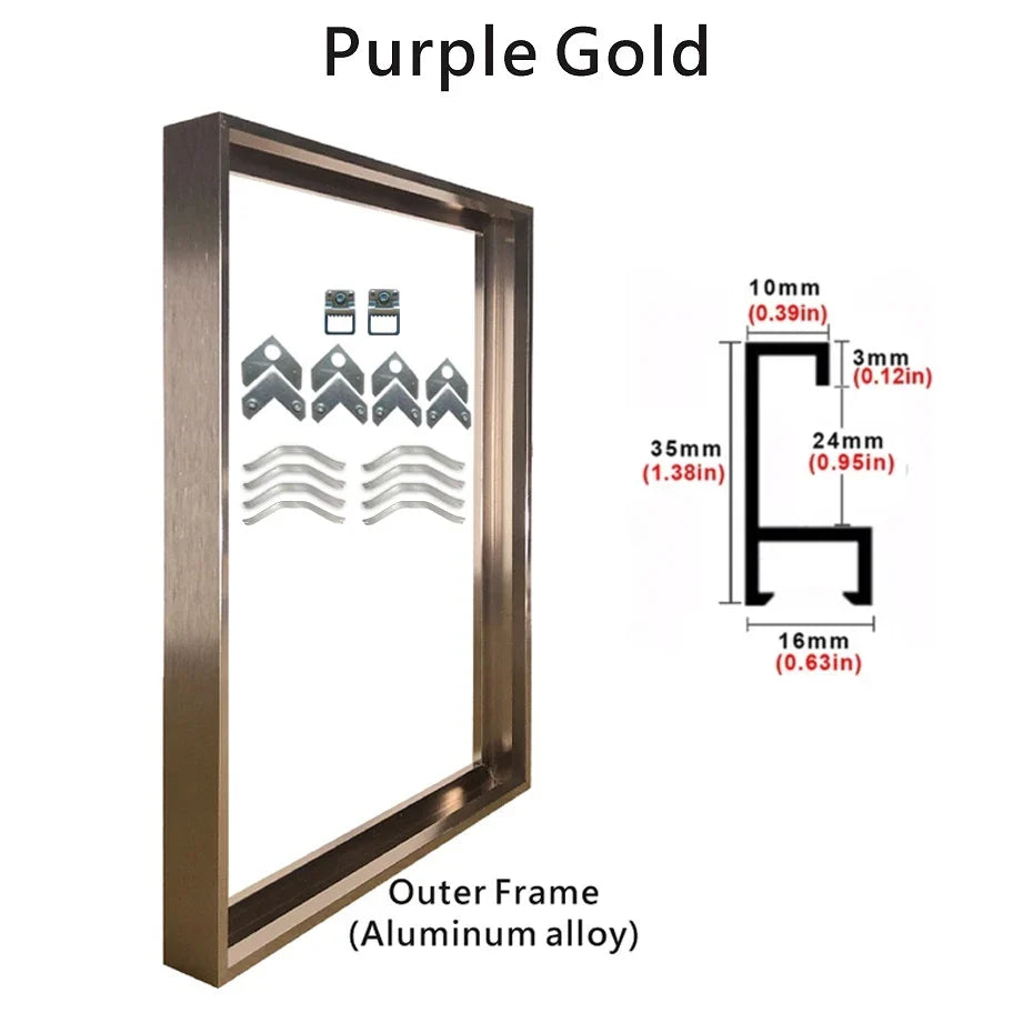 Metal frames for oil paint and wall decorations - Gold Purple / 30x45cm