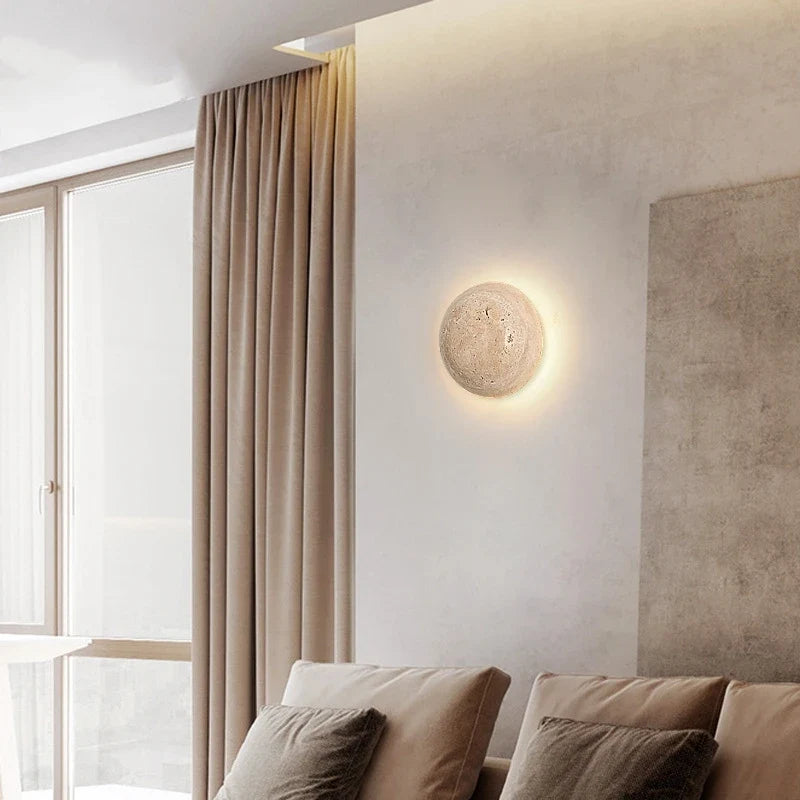 Modern wall sconce in limestone for bright interior decoration - view 2