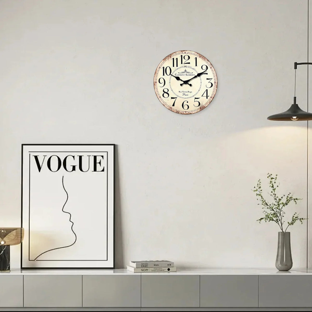 Wall clock retro wood pattern Clement Audierne silent decoration - view 2