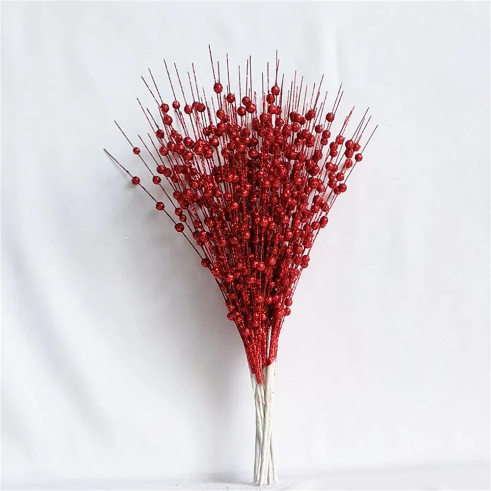 Festive decoration of the new year 2024 with sparkling berries and flowers