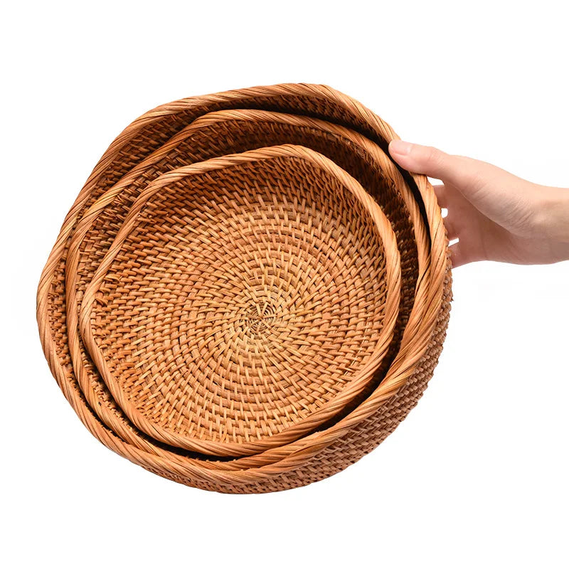 Round Rattan Woven Fruit Basket for Kitchen - view 5
