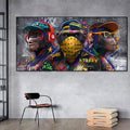 Three orang-outans graffiti art wall decoration monkey music