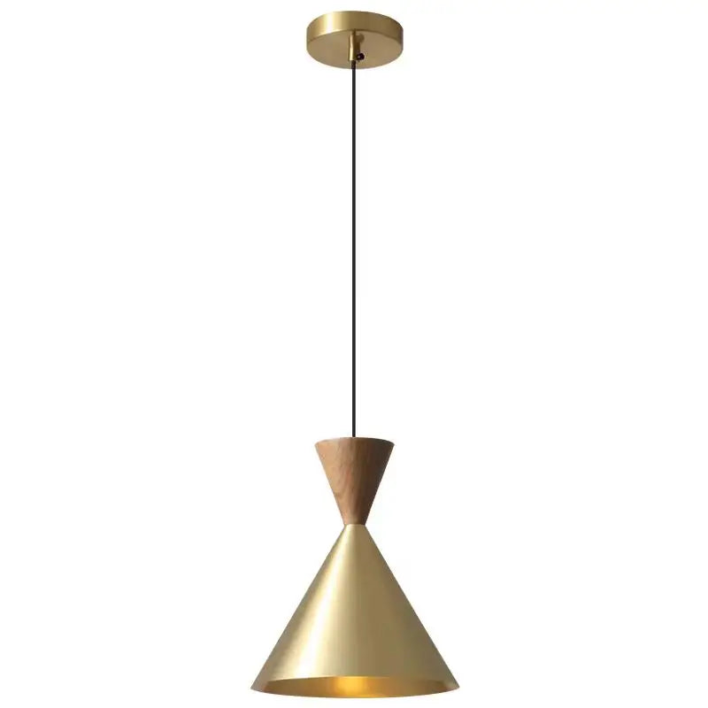 Modern and Minimalist Master Bedroom Bedside Pendant Light, Personalized and Luxurious All Copper Walnut Bar Hanging Line Light - view 6
