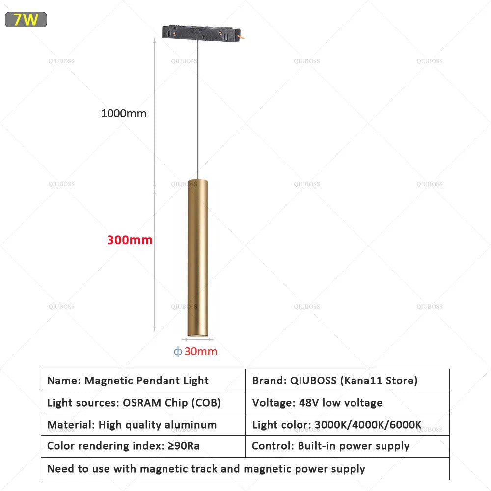 LED magnetic spot for modern interior lighting - Warm Light 3000K / 1 Pendant Lamp 7W