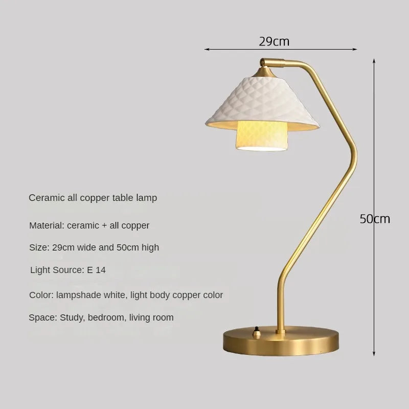 Ceramic and copper desk lamp modern design adjustable angle - 2700-3300K / Table Lamp