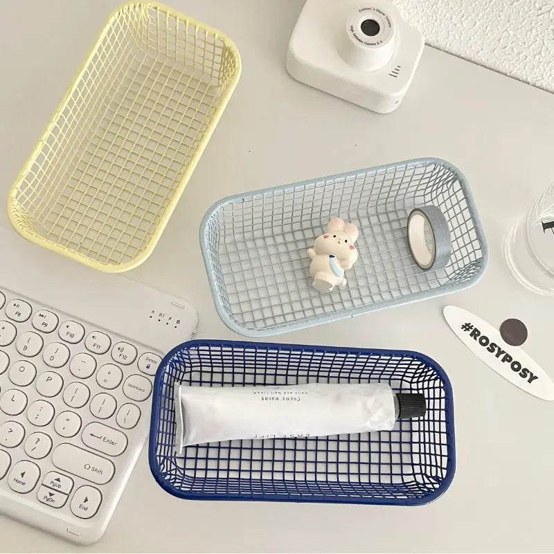 Metal storage basket for desktop and makeup - view 3