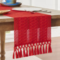 Macrame table runner bohemian ivory woven striped - 30x120cm