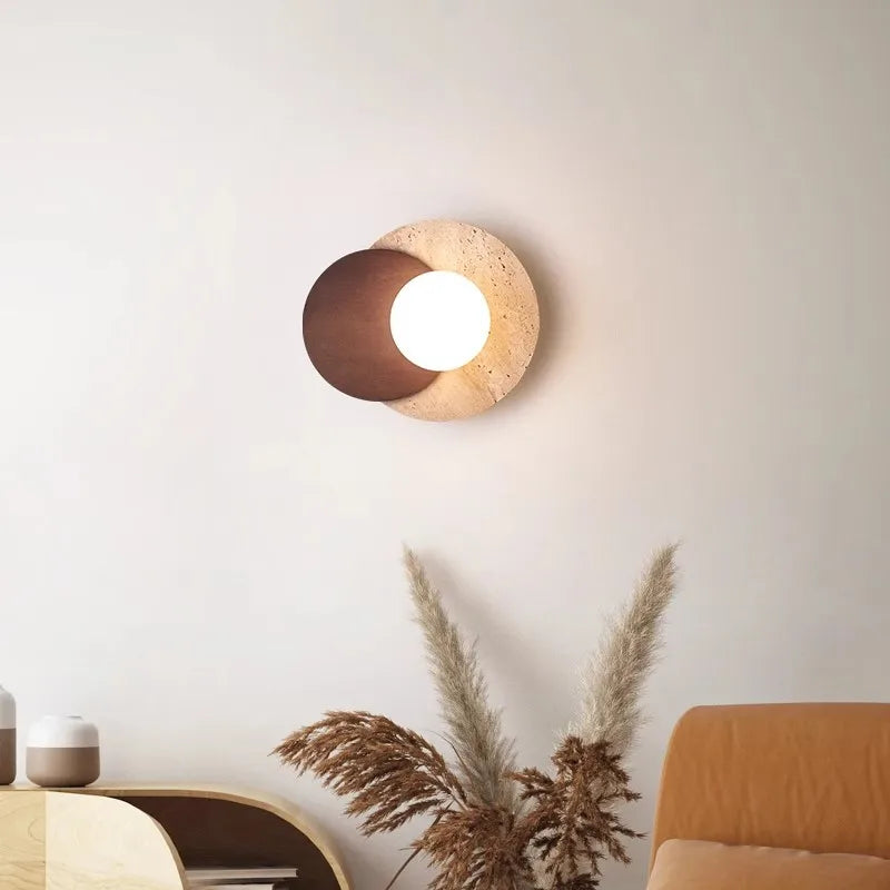 Nordic wall sconce with led stone and wood