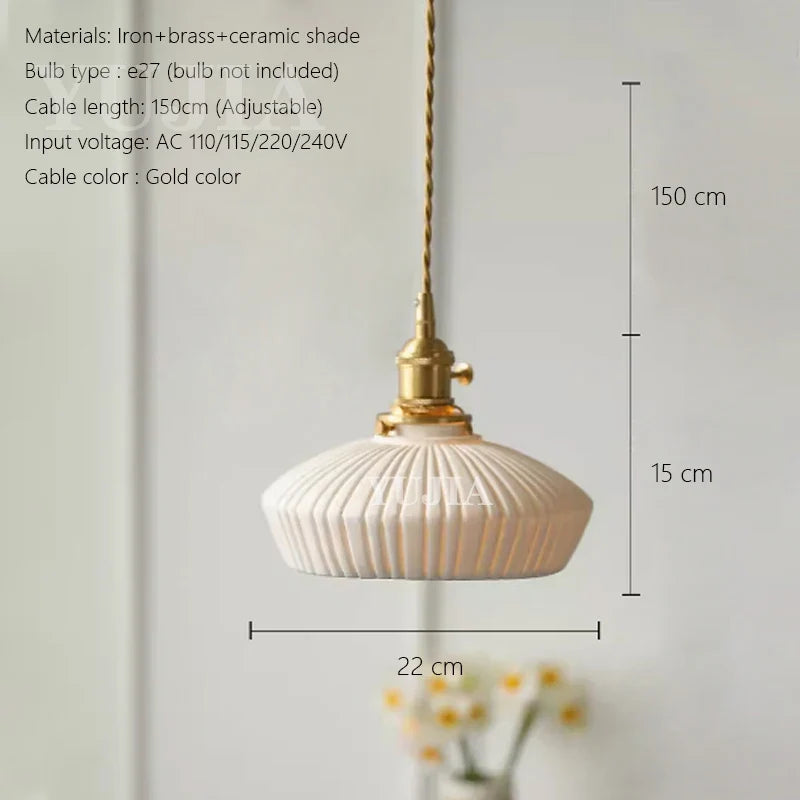 Japanese pendant light in Scandinavian ceramic style for elegant interior - Black / Bulb Not Included