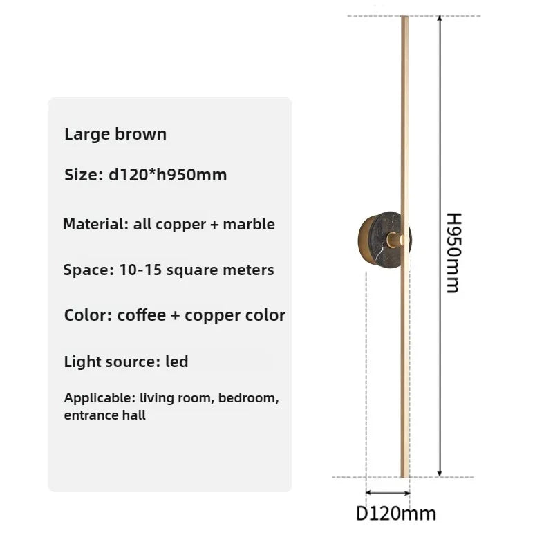 Spanish marble wall sconce minimalist design and luxury - Warm White (2700-3500K) / Brown-H 95cm