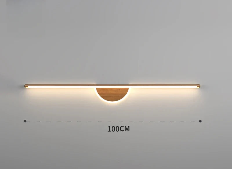 Modern led wall sconce for interior decoration and makeup - Walnut Wood Color / White Light / L100cm