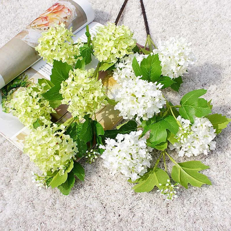 Silk Hortensia Snowball Artificial Flower Arrangement, Style Two - view 2