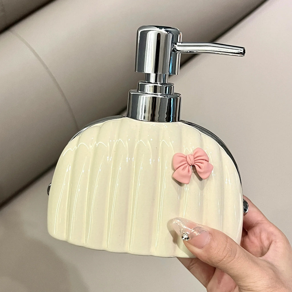 Nordic Ceramic Emulsion Bottle, Elegant Bag-Shaped Shampoo Dispenser, Exquisite Soap Bottle, Bathroom Accessories - emulsion bottle