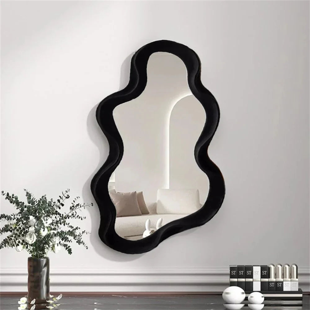 Vertical mirror cloud for desk dorm bathroom decoration - Ondulation noire