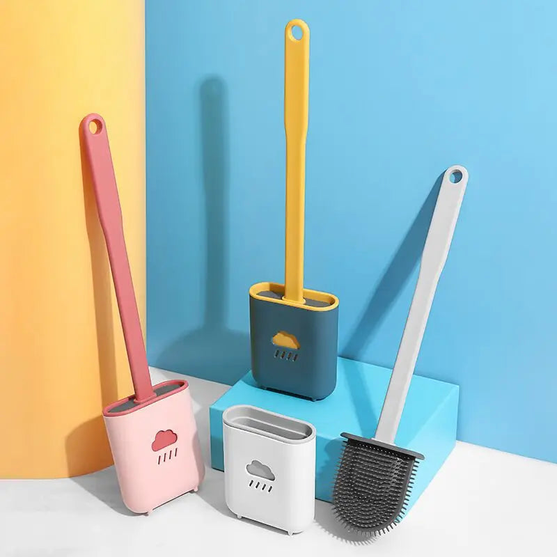 Silicone Toilet Brush with Flexible Flat Head Cleaning Design