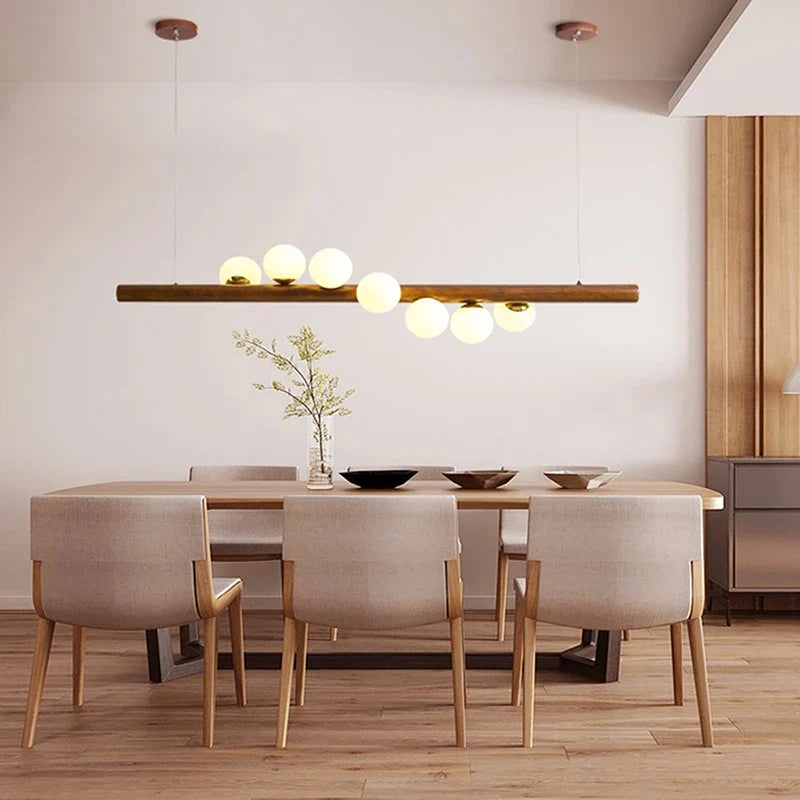 Modern glass chandelier and walnut wood for indoor use - view 5