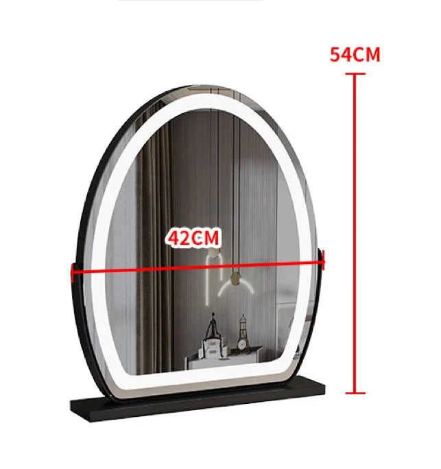 Lighted courtesy mirror with touch sensor and dimmable lighting - Black (42x54cm)