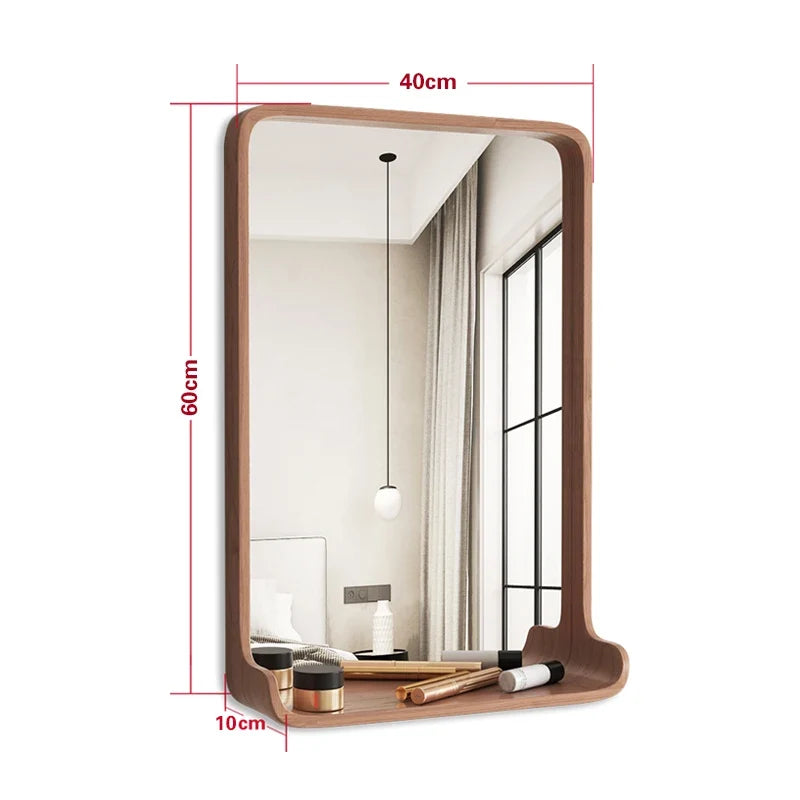 Solid wood mirror with led lighting and wall mounting - 40 60CM