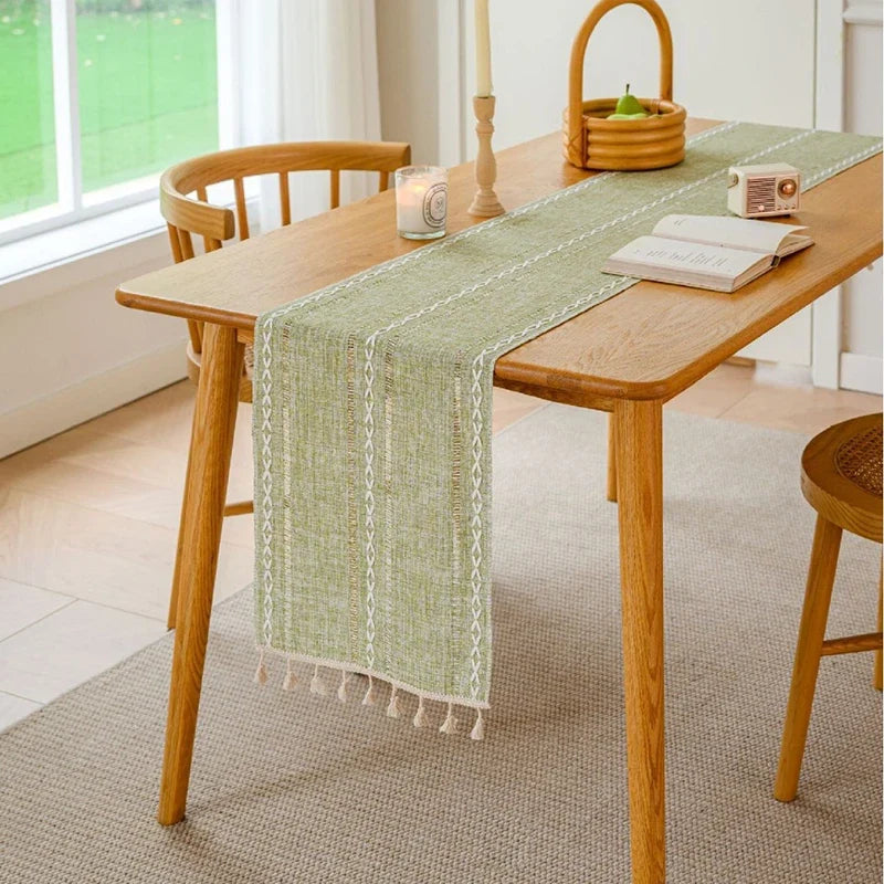 Bohemian table runner braided fringes firm style - 35X120cm 1pc